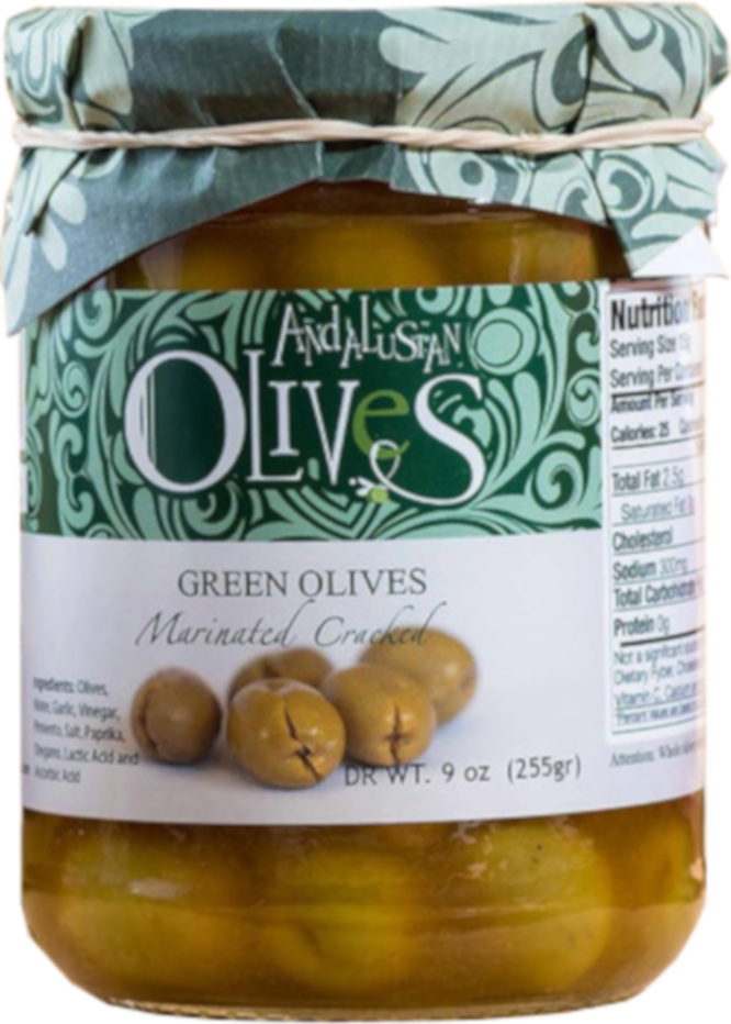 Cracked Green Marinated Olives - Andalusian Olives